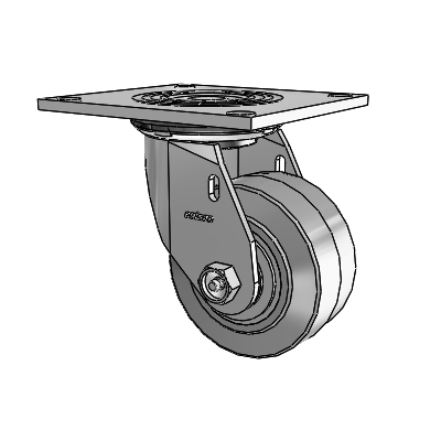 4 Series 2 Inch Wide Top Plate Swivel Caster Caster with 4 x 2 Performa Rubber (Flat/Grey) Wheel
