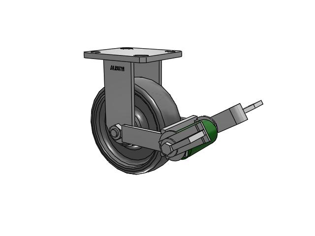 110 Series Kingpinless Top Plate Rigid Caster with 6 x 2 Grey Elastomer SE - Solid Elastomer Wheel and Poly Cam Brake