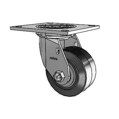 4 Series 2 Inch Wide Top Plate Swivel Caster Caster with 4 x 2 Performa Rubber (Flat/Black) Wheel