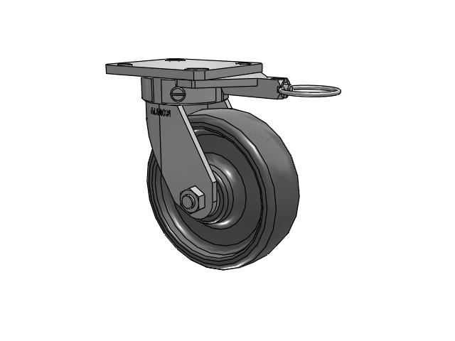 110 Series Kingpinless Top Plate Swivel Caster with 6 x 2 Grey Elastomer SE - Solid Elastomer Wheel