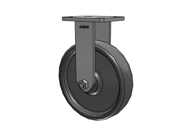 110 Series Kingpinless Top Plate Rigid Caster with 8 x 2 Grey Elastomer SE - Solid Elastomer Wheel