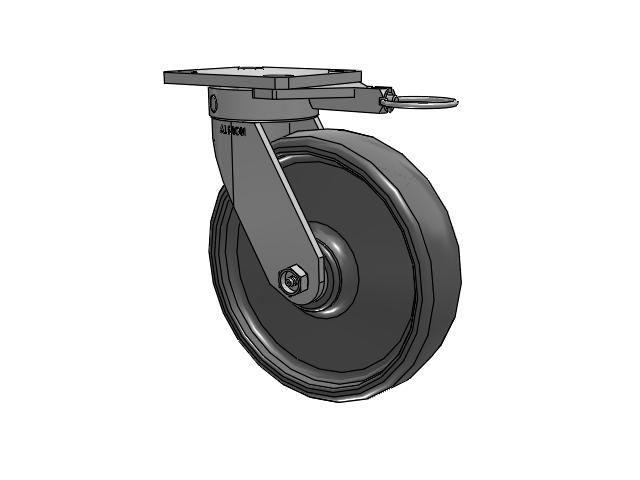110 Series Kingpinless Top Plate Swivel Caster with 8 x 2 Grey Elastomer SE - Solid Elastomer Wheel