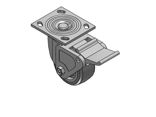 4 Series 2 Inch Wide Top Plate Swivel Caster Caster with 4 x 2 Trans-forma (Flat) Wheel and Tech Lock Brake