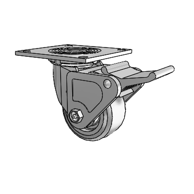 4 Series 2 Inch Wide Top Plate Swivel Caster Caster with 4 x 2 Trans-forma (Flat) Wheel and Tech Lock Brake
