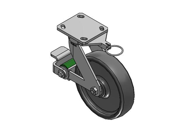 110 Series Kingpinless Top Plate Swivel Caster with 8 x 2 Grey Elastomer SE - Solid Elastomer Wheel and Poly Cam Brake