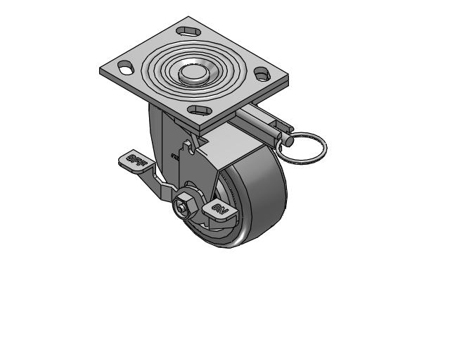 4 Series 2 Inch Wide Top Plate Swivel Caster Caster with 4 x 2 Trans-forma (Flat) Wheel and Top Lock Brake