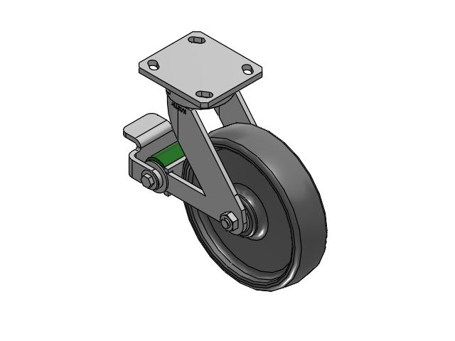 110 Series Kingpinless Top Plate Swivel Caster with 8 x 2 Grey Elastomer SE - Solid Elastomer Wheel and Poly Cam Brake