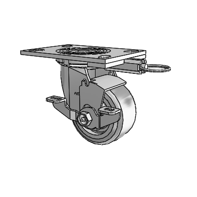 4 Series 2 Inch Wide Top Plate Swivel Caster Caster with 4 x 2 Trans-forma (Flat) Wheel and Top Lock Brake