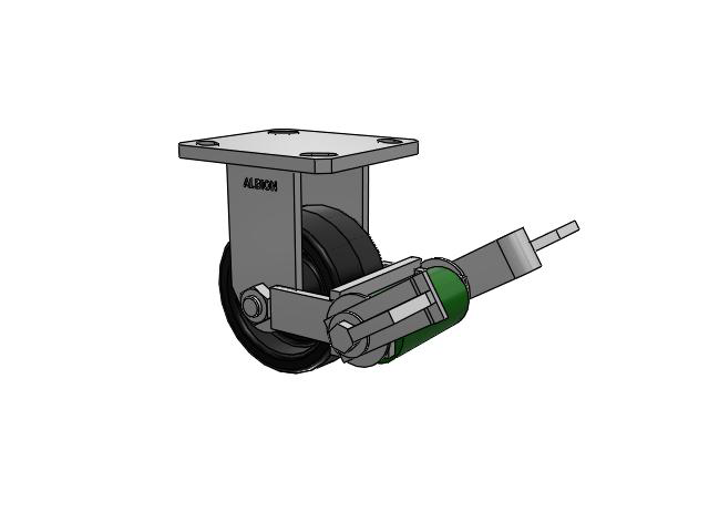 110 Series Kingpinless Top Plate Rigid Caster with 4 x 2 Black Phenolic Resin TM - Phenolic Wheel and Poly Cam Brake