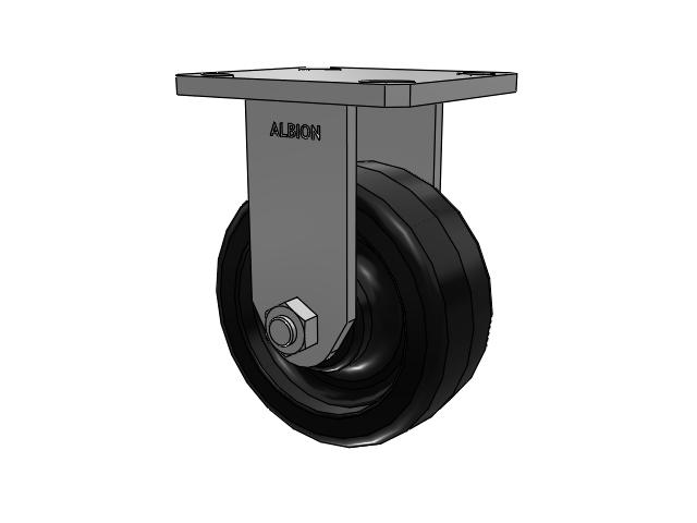110 Series Kingpinless Top Plate Rigid Caster with 5 x 2 Black Phenolic Resin TM - Phenolic Wheel