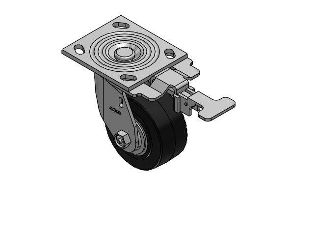 4 Series 2 Inch Wide Top Plate Swivel Caster Caster with 4 x 2 Performa Rubber (Flat/Black) Wheel