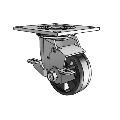 4 Series 1 1/2" Casters Top Plate Swivel Zinc with 4 x 1.5 Maxim Wheel and Top Lock Brake