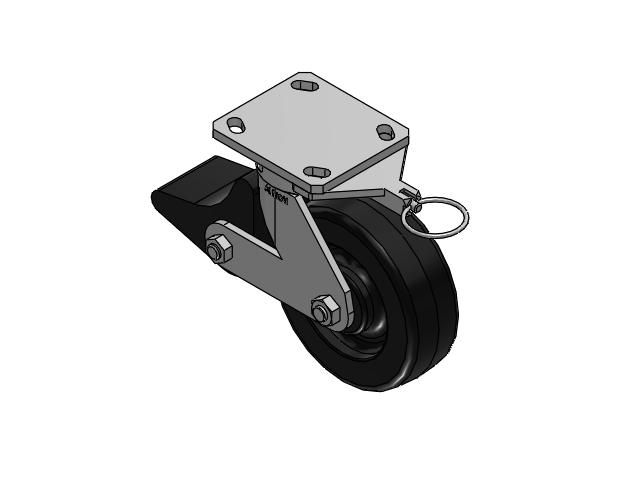 110 Series Kingpinless Top Plate Swivel Caster with 6 x 2 Black Phenolic Resin TM - Phenolic Wheel and Poly Lock Integrated Brake