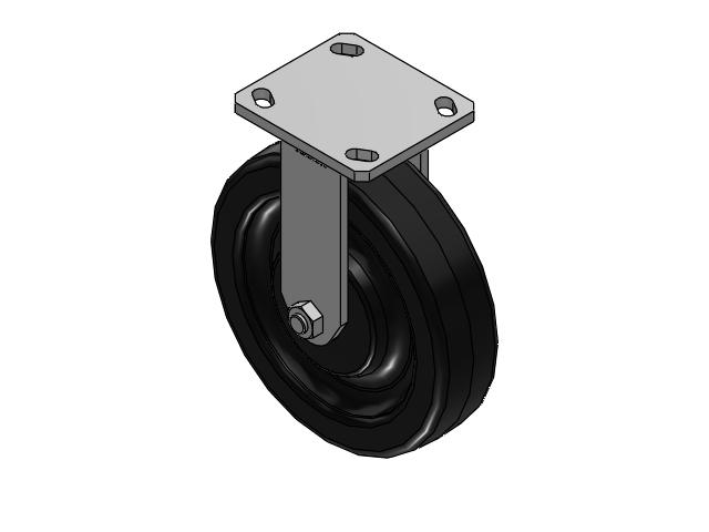 110 Series Kingpinless Top Plate Rigid Caster with 8 x 2 Black Phenolic Resin TM - Phenolic Wheel and Face Brake