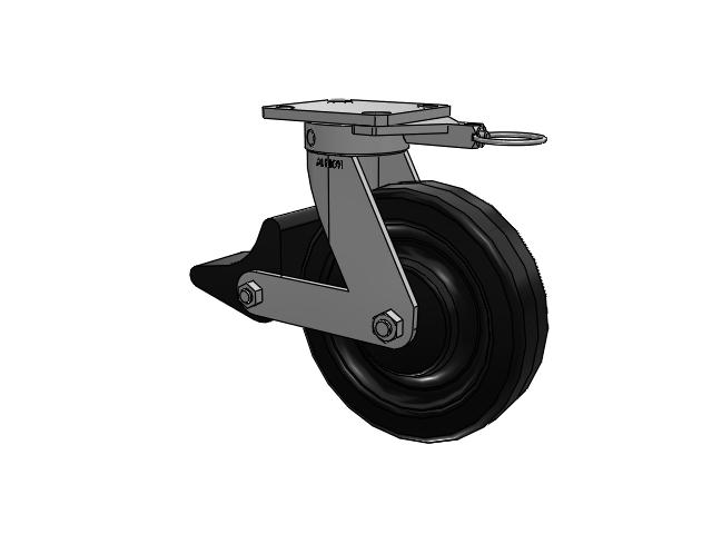 110 Series Kingpinless Top Plate Swivel Caster with 8 x 2 Black Phenolic Resin TM - Phenolic Wheel and Poly Lock Integrated Brake
