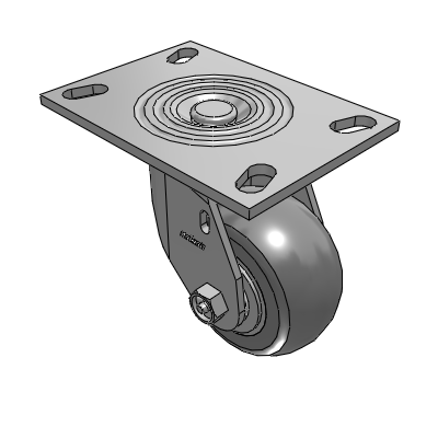 4 Series 2 Inch Wide Top Plate Swivel Caster Caster with 4 x 2 Performa Rubber (Round) Wheel