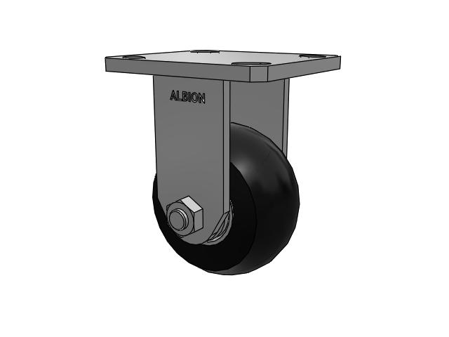 110 Series Kingpinless Top Plate Rigid Caster with 4 x 2 Black Tread on Aluminum Core UA - Magnum Polyurethane (Aluminum Core) Wheel