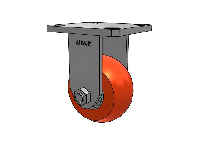 110 Series Kingpinless Top Plate Rigid Caster with 4 x 2 Orange Tread on Aluminum Core UA - Magnum Polyurethane (Aluminum Core) Wheel