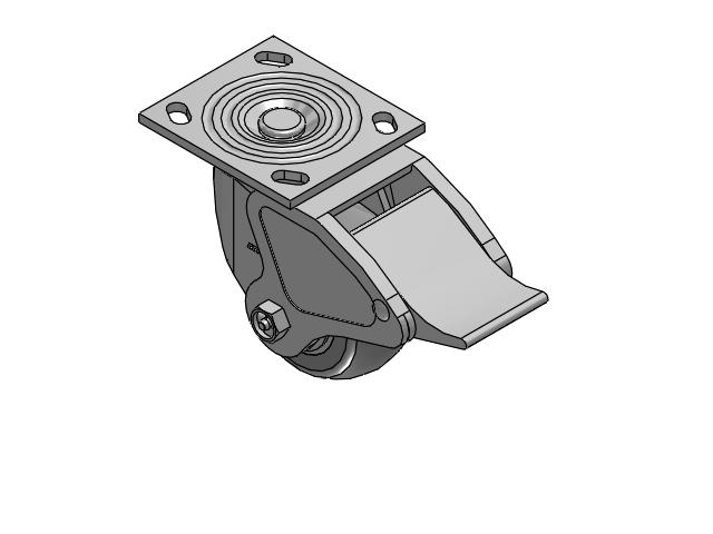 4 Series 2 Inch Wide Top Plate Swivel Caster Caster with 4 x 2 Performa Rubber (Round) Wheel and Total Lock Brake