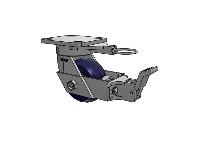 110 Series Kingpinless Top Plate Swivel Caster with 4 x 2 Blue Tread on Aluminum Core UA - Magnum Polyurethane (Aluminum Core) Wheel and Face Brake