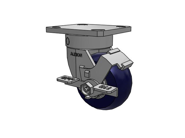 110 Series Kingpinless Top Plate Swivel Caster with 4 x 2 Blue Tread on Aluminum Core UA - Magnum Polyurethane (Aluminum Core) Wheel and Face Brake