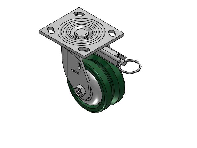 4 Series 2 Inch Wide Top Plate Swivel Caster Caster with 4 x 2 V-Groove Wheel