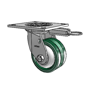 4 Series 2 Inch Wide Top Plate Swivel Caster Caster with 4 x 2 V-Groove Wheel
