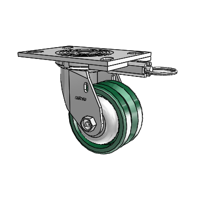 4 Series 2 Inch Wide Top Plate Swivel Caster Caster with 4 x 2 V-Groove Wheel