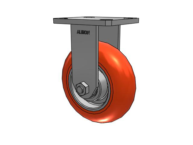 110 Series Kingpinless Top Plate Rigid Caster with 6 x 2 Orange Tread on Aluminum Core UA - Magnum Polyurethane (Aluminum Core) Wheel