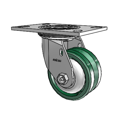4 Series 2 Inch Wide Top Plate Swivel Caster Caster with 4 x 2 V-Groove Wheel