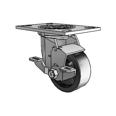 4 Series 1 1/2" Casters Top Plate Swivel Zinc with 4 x 1.5 Polyolefin Wheel and Top Lock Brake