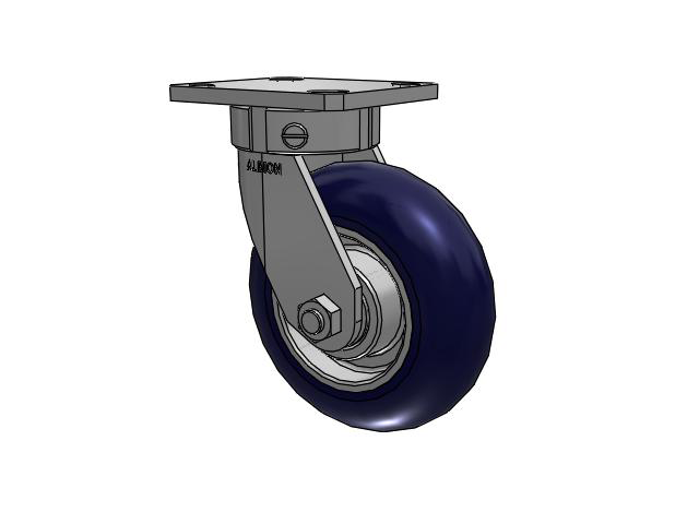 110 Series Kingpinless Top Plate Swivel Caster with 6 x 2 Blue Tread on Aluminum Core UA - Magnum Polyurethane (Aluminum Core) Wheel