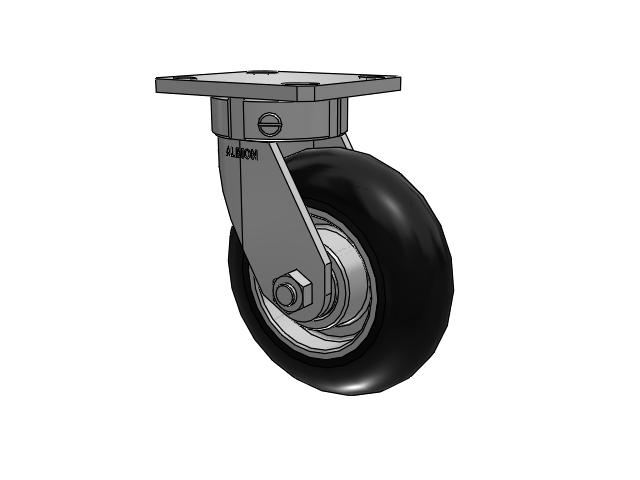 110 Series Kingpinless Top Plate Swivel Caster with 6 x 2 Black Tread on Aluminum Core UA - Magnum Polyurethane (Aluminum Core) Wheel