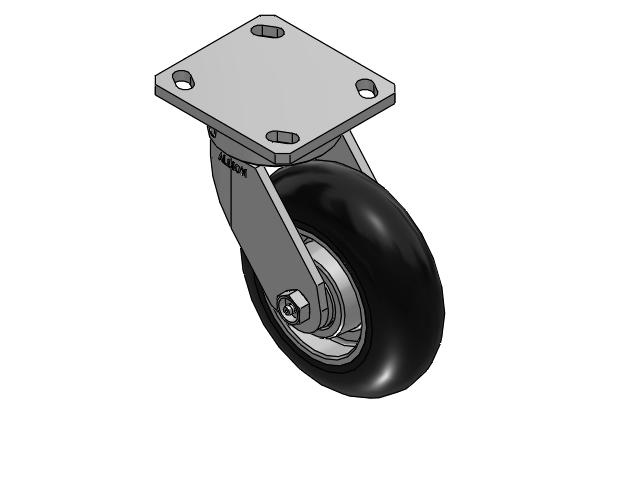 110 Series Kingpinless Top Plate Swivel Caster with 6 x 2 Black Tread on Aluminum Core UA - Magnum Polyurethane (Aluminum Core) Wheel