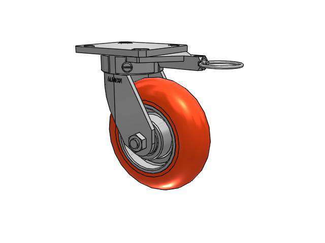 110 Series Kingpinless Top Plate Swivel Caster with 6 x 2 Orange Tread on Aluminum Core UA - Magnum Polyurethane (Aluminum Core) Wheel