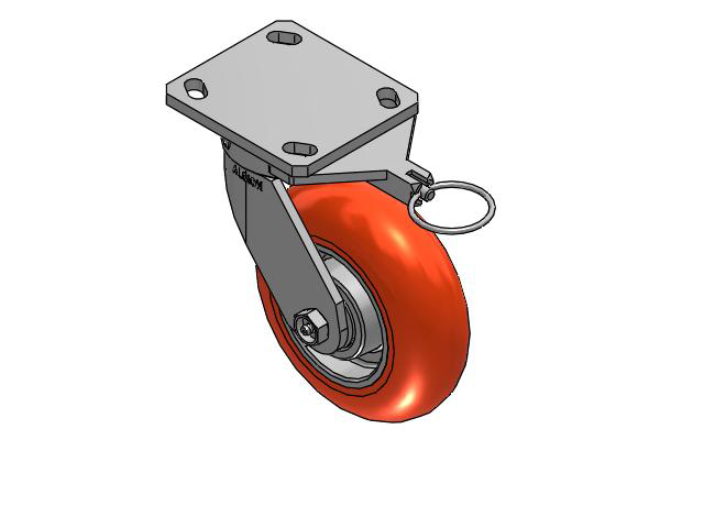 110 Series Kingpinless Top Plate Swivel Caster with 6 x 2 Orange Tread on Aluminum Core UA - Magnum Polyurethane (Aluminum Core) Wheel