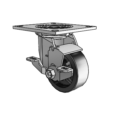 4 Series 1 1/2" Casters Top Plate Swivel Zinc with 4 x 1.5 Polyolefin Wheel and Top Lock Brake