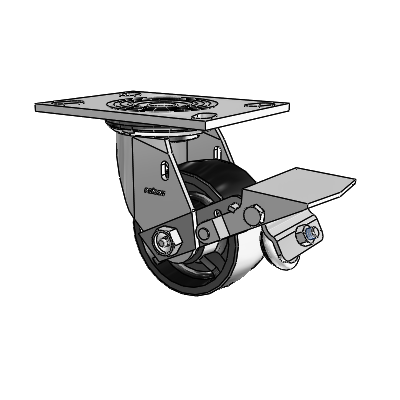 4 Series 2 Inch Wide Top Plate Swivel Caster Caster with 4 x 2 Polyolefin Wheel and Tread Lock Brake