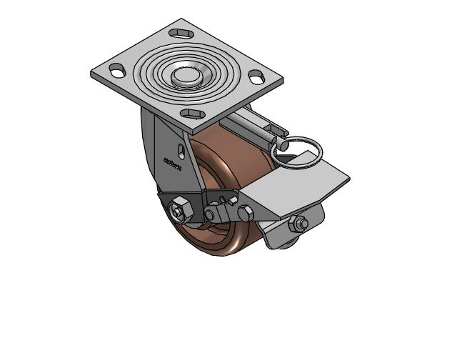 4 Series 2 Inch Wide Top Plate Swivel Caster Caster with 4 x 2 Thermo Wheel and Tread Lock Brake