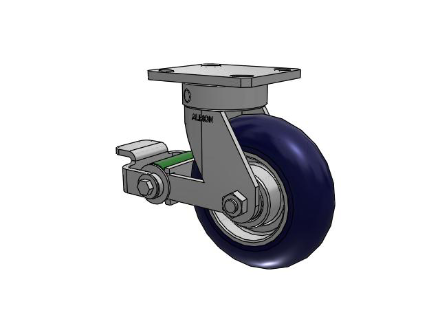 110 Series Kingpinless Top Plate Swivel Caster with 6 x 2 Blue Tread on Aluminum Core UA - Magnum Polyurethane (Aluminum Core) Wheel and Poly Cam Brake