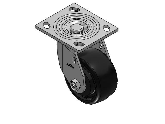 4 Series 2 Inch Wide Top Plate Swivel Caster Caster with 4 x 2 Endura Solid Elastomer Wheel