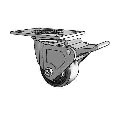 4 Series 2 Inch Wide Top Plate Swivel Caster Caster with 4 x 2 Endura Solid Elastomer Wheel and Tech Lock Brake