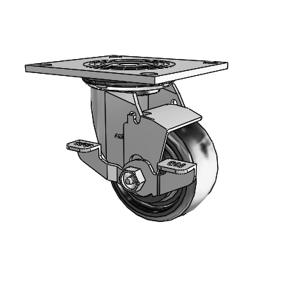 4 Series 2 Inch Wide Top Plate Swivel Caster Caster with 4 x 2 Endura Solid Elastomer Wheel and Top Lock Brake