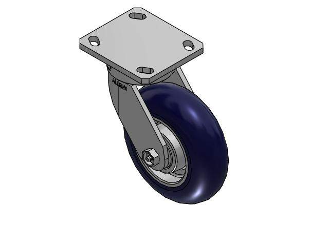 110 Series Kingpinless Top Plate Swivel Caster with 6 x 2 Blue Tread on Aluminum Core UA - Magnum Polyurethane (Aluminum Core) Wheel