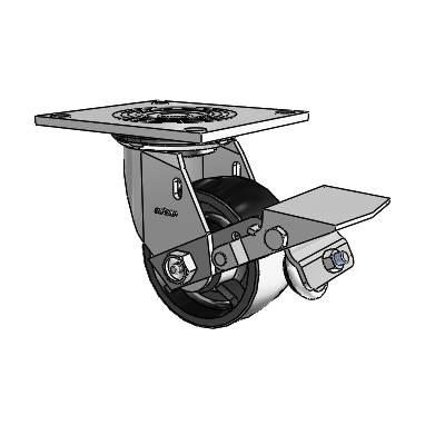 4 Series 2 Inch Wide Top Plate Swivel Caster Caster with 4 x 2 Polyolefin Wheel and Tread Lock Brake