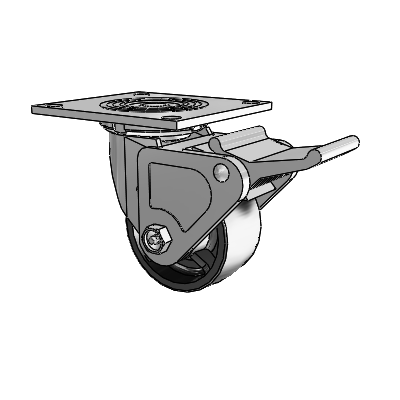 4 Series 2 Inch Wide Top Plate Swivel Caster Caster with 4 x 2 Polyolefin Wheel and Tech Lock Brake
