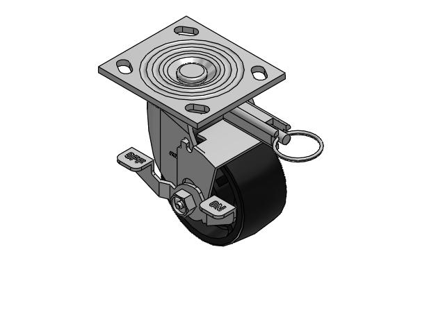 4 Series 2 Inch Wide Top Plate Swivel Caster Caster with 4 x 2 Polyolefin Wheel and Top Lock Brake