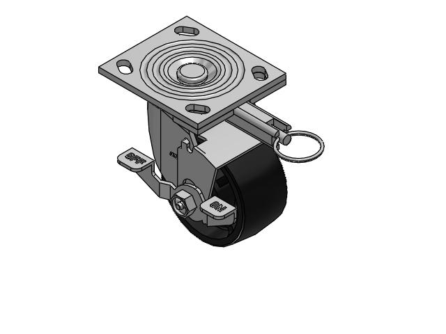 4 Series 2 Inch Wide Top Plate Swivel Caster Caster with 4 x 2 Polyolefin Wheel and Top Lock Brake