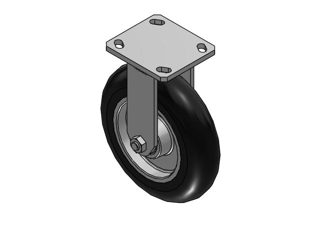 110 Series Kingpinless Top Plate Rigid Caster with 8 x 2 Black Tread on Aluminum Core UA - Magnum Polyurethane (Aluminum Core) Wheel and Face Brake