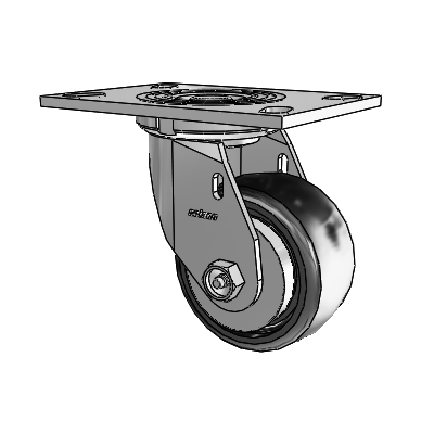 4 Series 2 Inch Wide Top Plate Swivel Caster Caster with 4 x 2 Endura Solid Elastomer Wheel